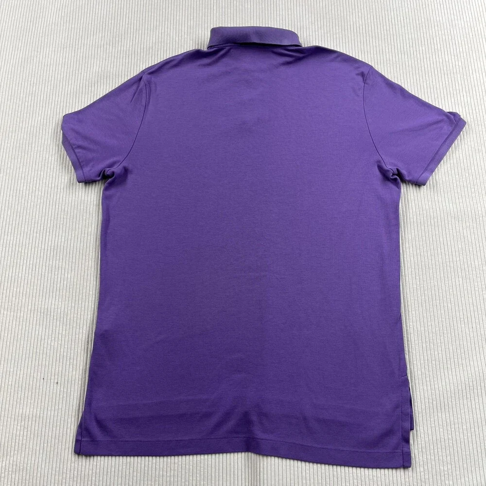 Polo Ralph Lauren Polo Shirt Mens L Purple Solid Short Sleeve Blaire Pony Logo